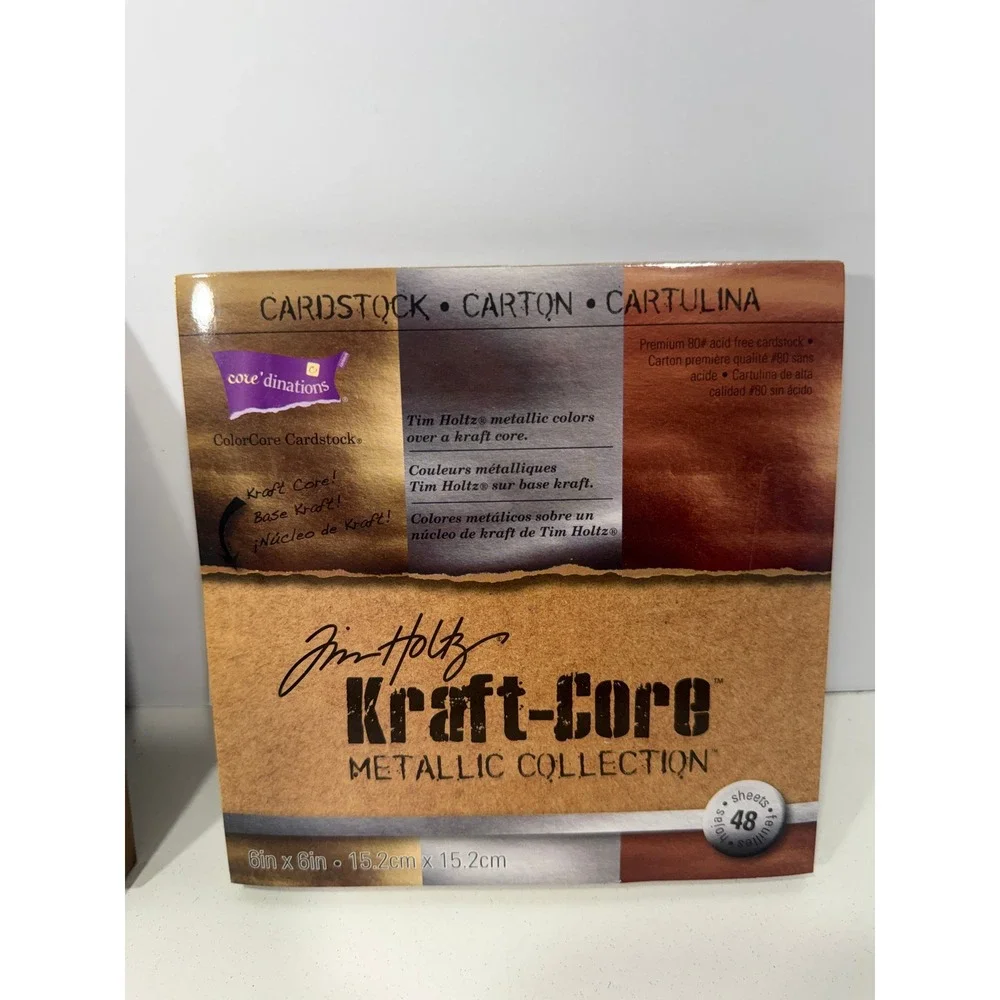 Tim Holtz Core'dinations Kraft-Core Metallic Cardstock 6x6 2 Pads 96 Sheets Tot.